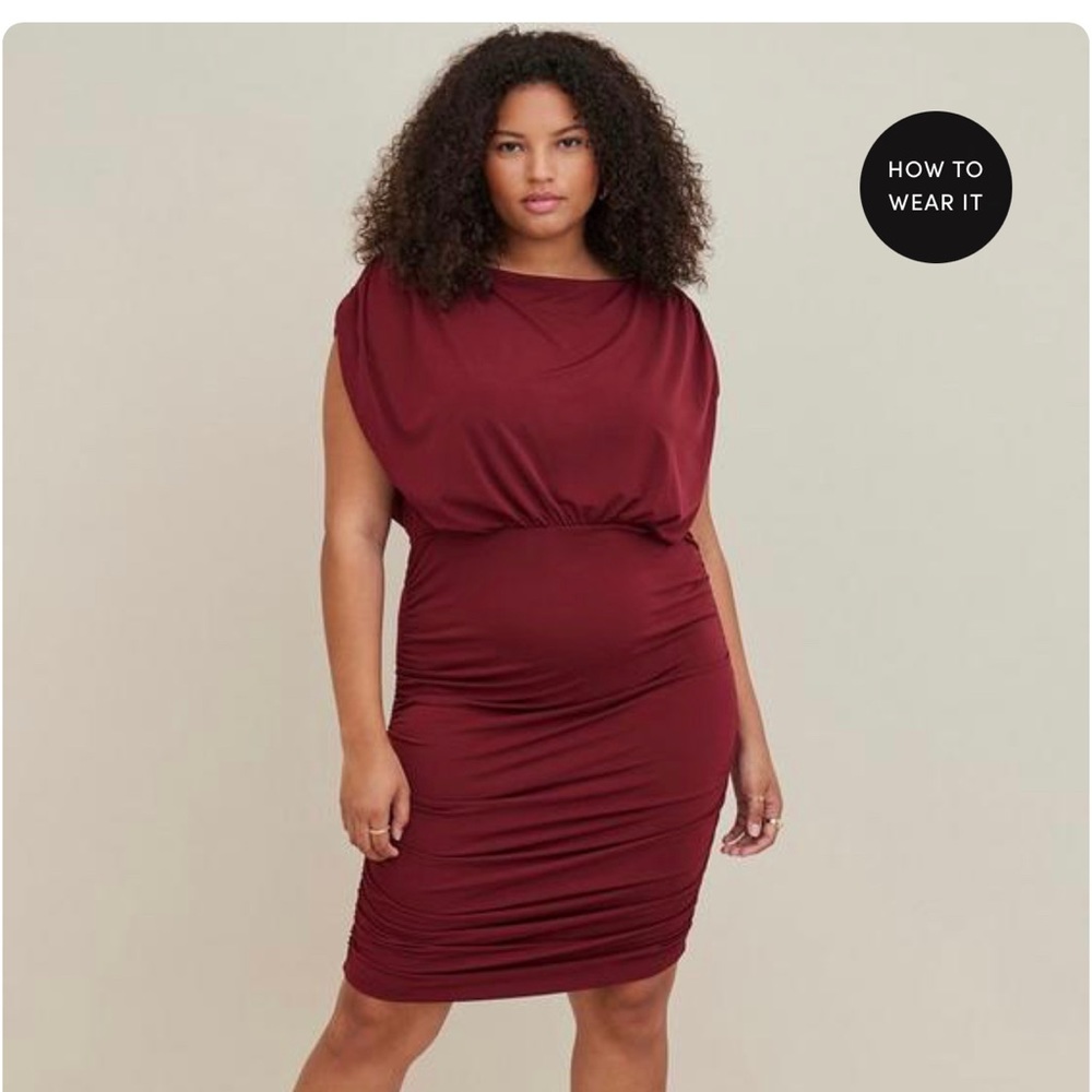 Torrid Mini Studio Knit Ruched Dress - Picture 2 of 4